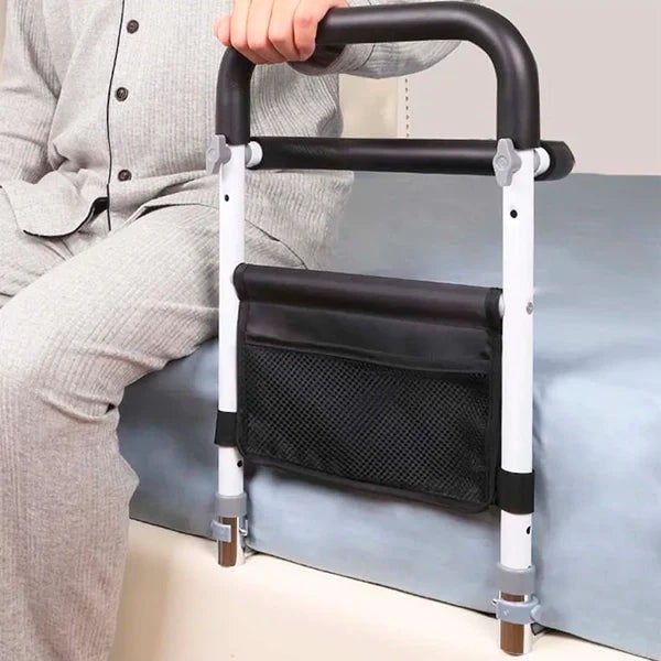 Adjustable Bed Rail With Storage Bag For Elderly And Mobility Support - Image 1
