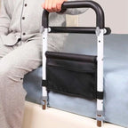 Adjustable Bed Rail With Storage Bag For Elderly And Mobility Support - Image 1