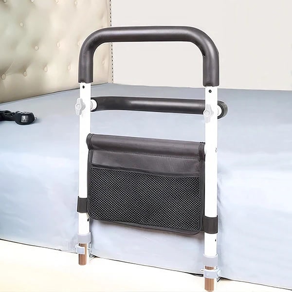 Adjustable Bed Rail With Storage Bag For Elderly And Mobility Support - Image 2