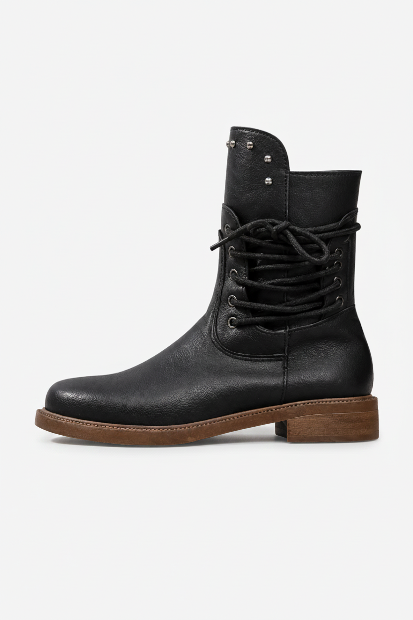 Ankle Boots with Block Heel and Leather Studs - Image 1