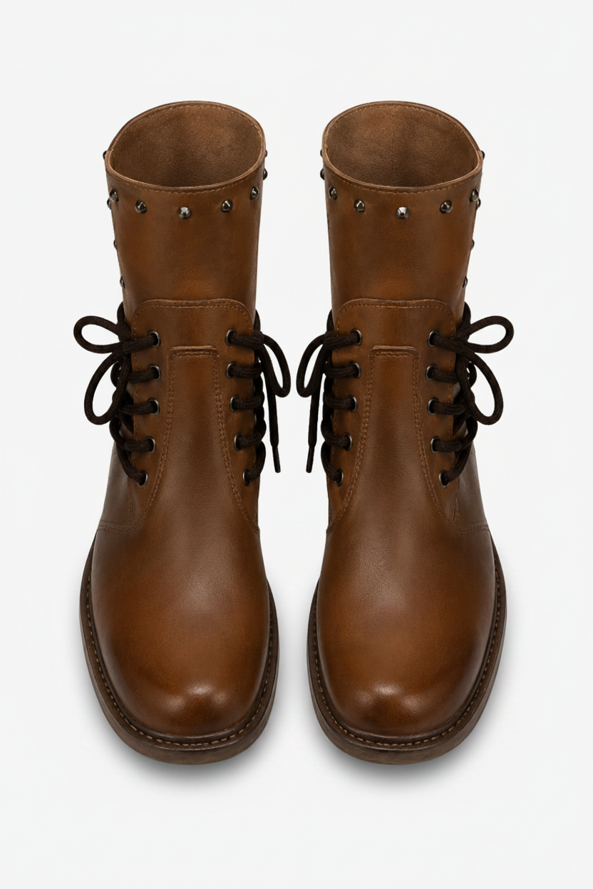 Ankle Boots with Block Heel and Leather Studs - Image 2