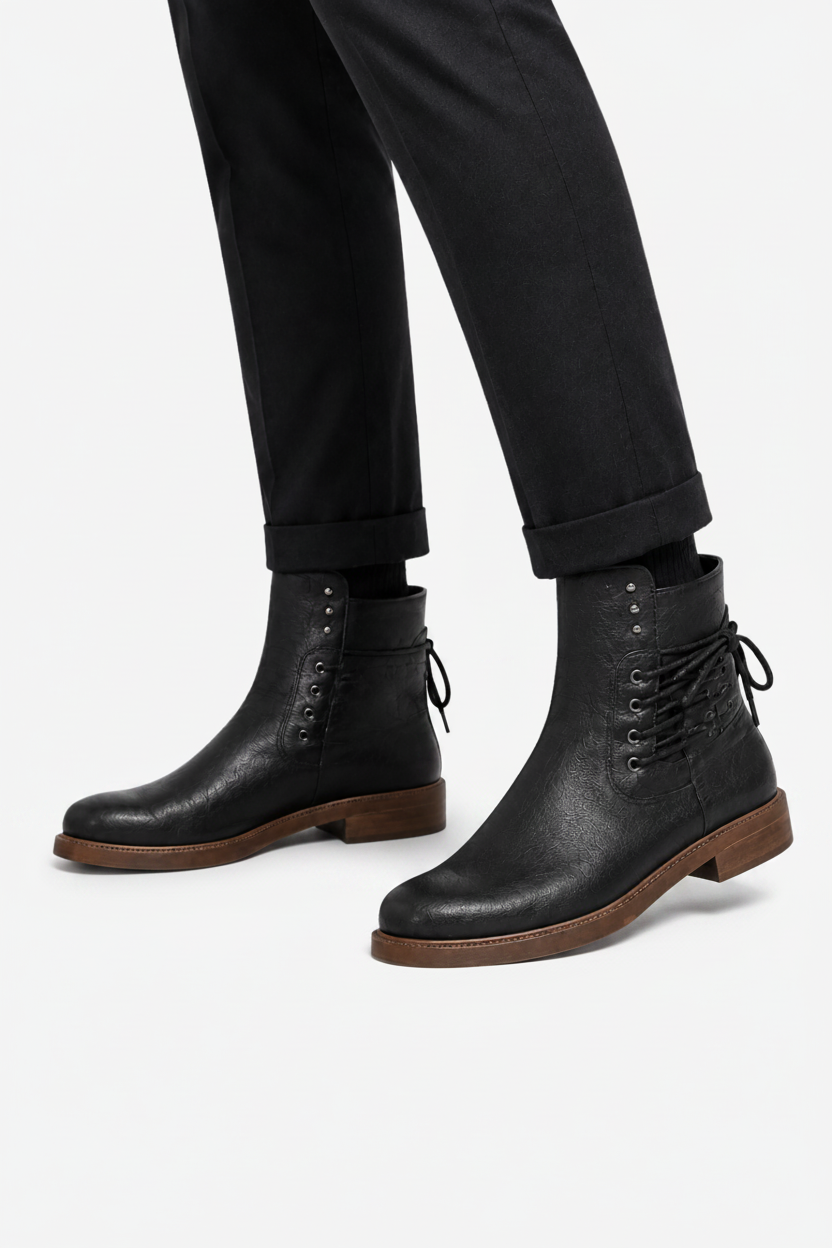 Ankle Boots with Block Heel and Leather Studs - Image 8