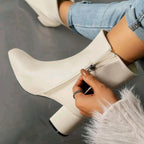 Ankle Boots with Block Heel and Side Zipper - Image 2