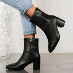 Ankle Boots with Block Heel and Side Zipper - Image 3