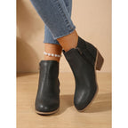 Ankle Boots with Block Heel Cutout and Side Zip - Image 12
