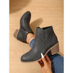 Ankle Boots with Block Heel Cutout and Side Zip - Image 2