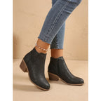 Ankle Boots with Block Heel Cutout and Side Zip - Image 3