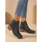 Ankle Boots with Block Heel Cutout and Side Zip - Image 8