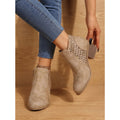 Ankle Boots with Block Heel Cutout and Side Zip - Image 9