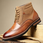 Ankle Boots with Brogue Detailing and Mixed Materials - Image 10