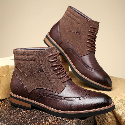 Ankle Boots with Brogue Detailing and Mixed Materials - Image 2