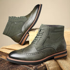 Ankle Boots with Brogue Detailing and Mixed Materials - Image 5