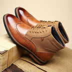 Ankle Boots with Brogue Detailing and Mixed Materials - Image 8