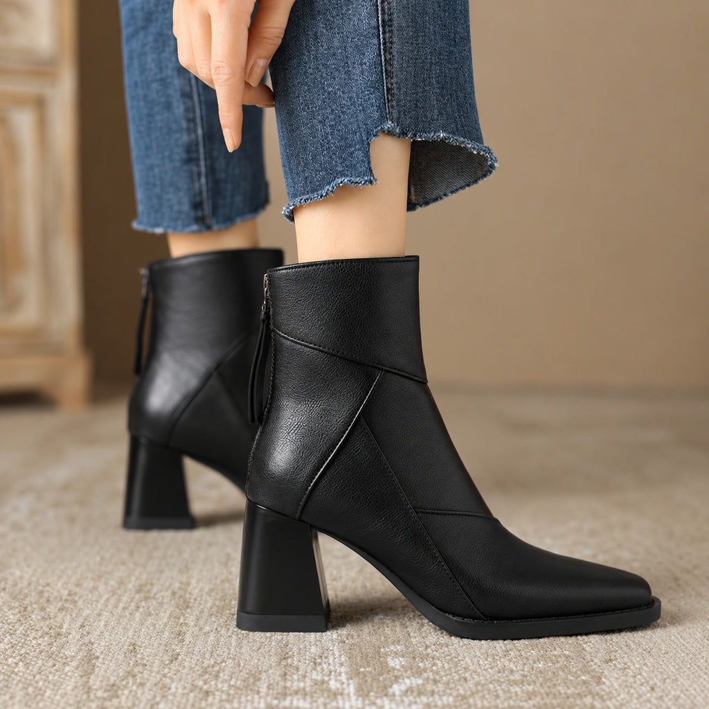 Ankle Boots with Chunky Heel Design and Folded Cuff - Image 2