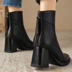 Ankle Boots with Chunky Heel Design and Folded Cuff - Image 3