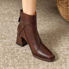 Ankle Boots with Chunky Heel Design and Folded Cuff - Image 5