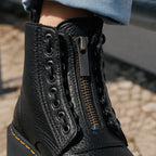 Ankle Boots with Front-Zip Platform and Lace Panel - Image 3