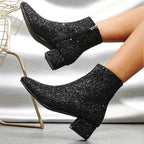 Ankle Boots with Glitter Pointed Toe and Stiletto Heel - Image 1