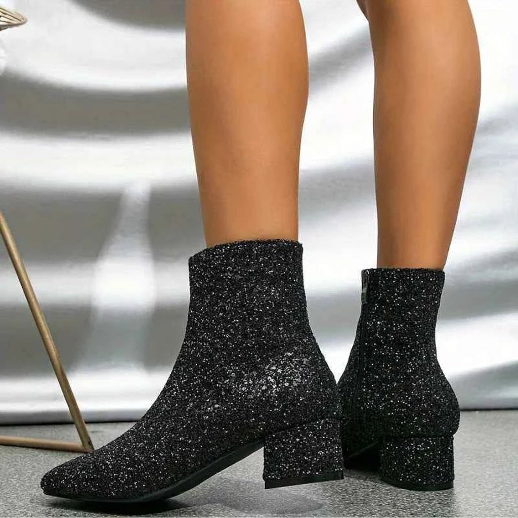 Ankle Boots with Glitter Pointed Toe and Stiletto Heel - Image 6