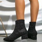 Ankle Boots with Glitter Pointed Toe and Stiletto Heel - Image 6