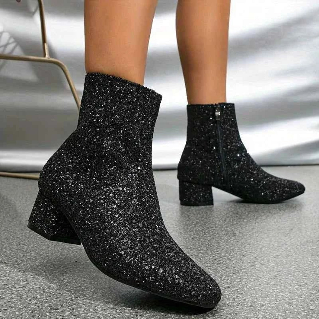 Ankle Boots with Glitter Pointed Toe and Stiletto Heel - Image 7