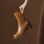 Ankle Boots with Leather Block Heel and Tassel Zip - Image 2