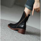 Ankle Boots with Leather Block Heel and Tassel Zip - Image 5
