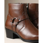 Ankle Boots with Leather Pointed-Toe and Buckle Strap - Image 3