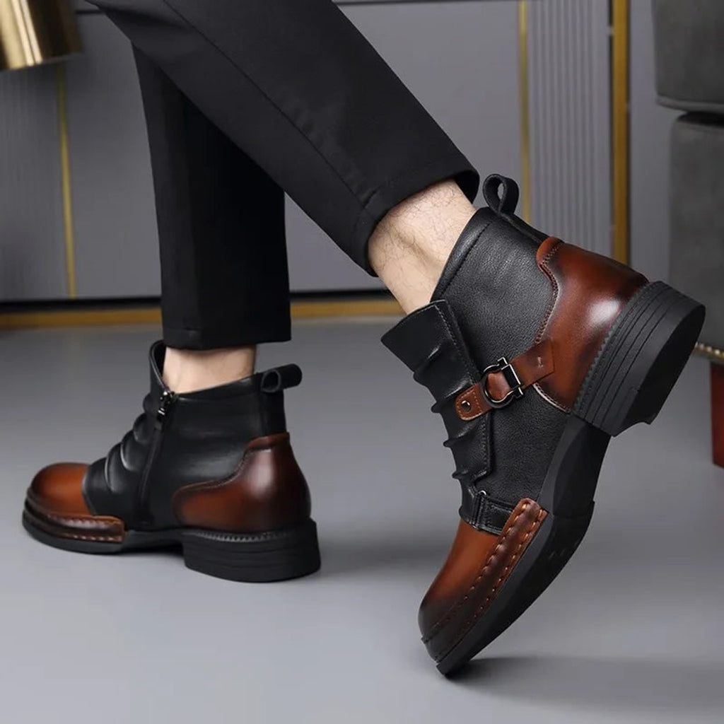 Ankle Boots with Leather Side Zip and Buckle Strap - Image 12