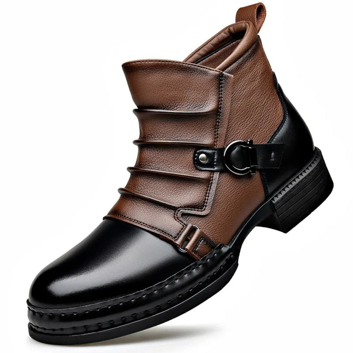 Ankle Boots with Leather Side Zip and Buckle Strap - Image 13