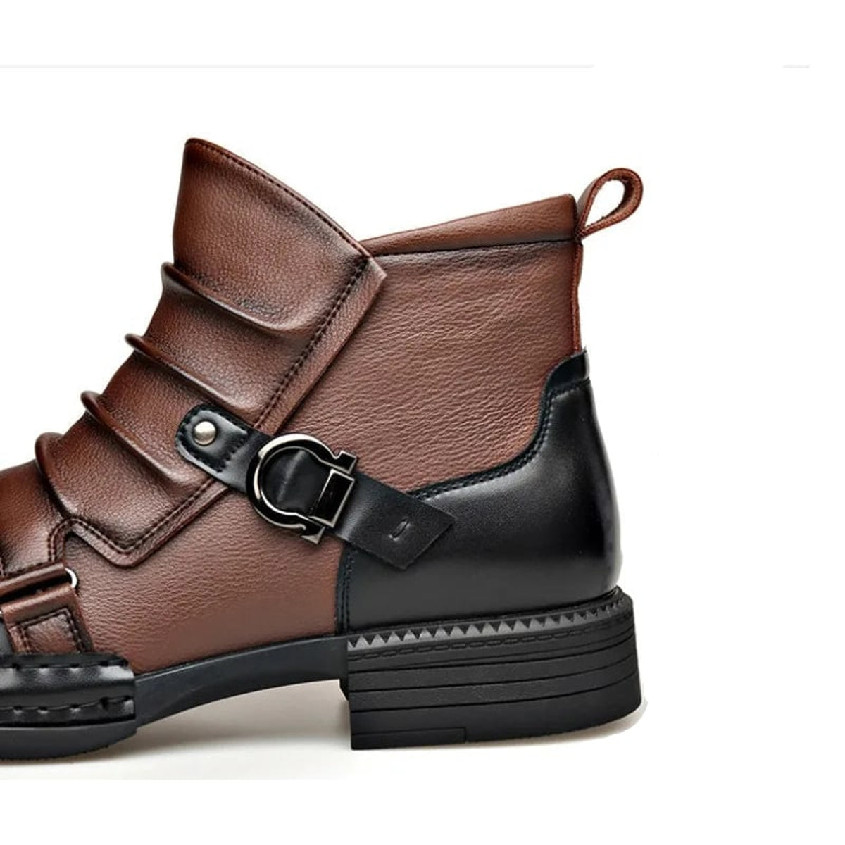 Ankle Boots with Leather Side Zip and Buckle Strap - Image 14