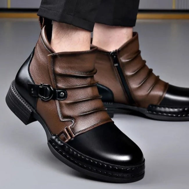 Ankle Boots with Leather Side Zip and Buckle Strap - Image 8