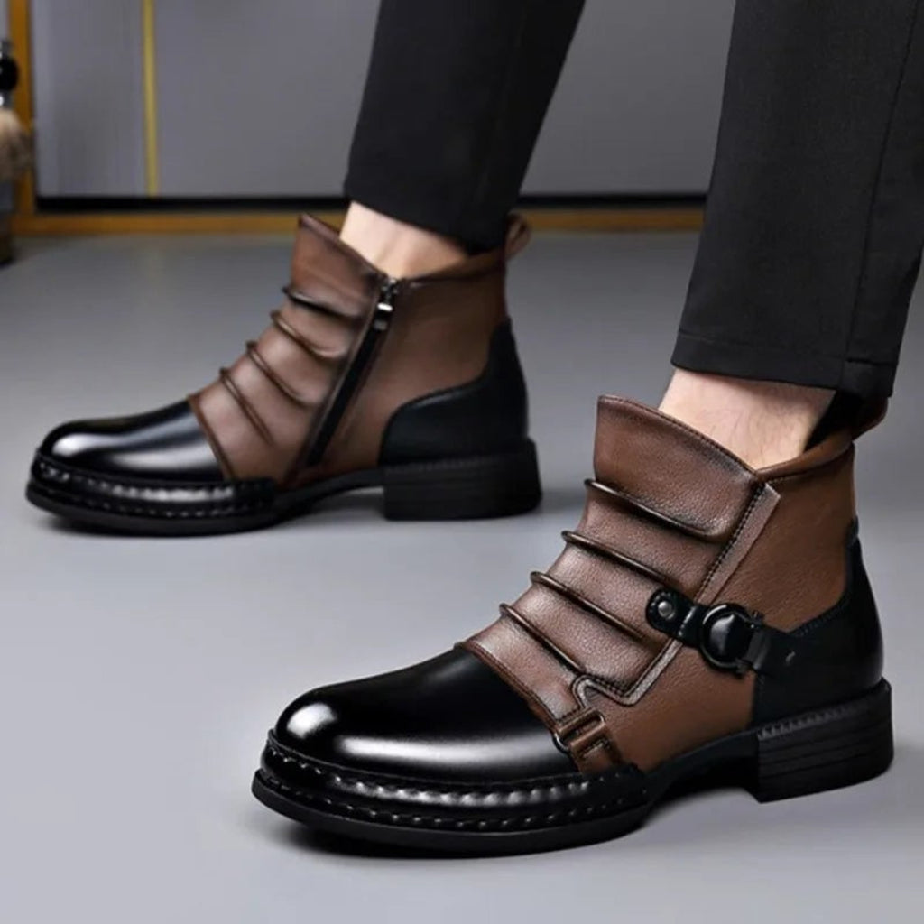 Ankle Boots with Leather Side Zip and Buckle Strap - Image 9