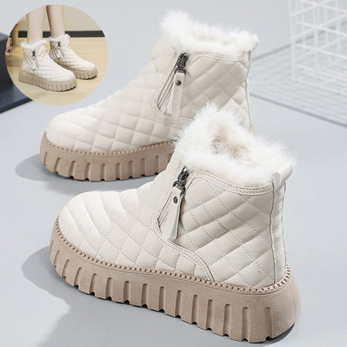 Ankle Boots with Plush Lined Quilted and Side Zipper - Image 2