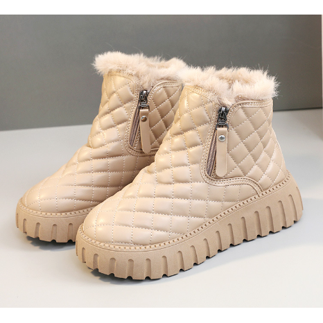 Ankle Boots with Plush Lined Quilted and Side Zipper - Image 6