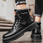 Ankle Boots with Rugged Lace-Up Style and Leather - Image 2