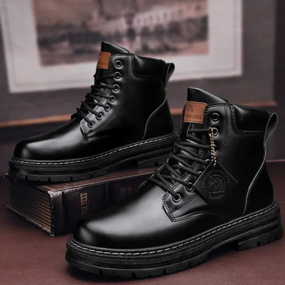 Ankle Boots with Rugged Lace-Up Style and Leather - Image 4
