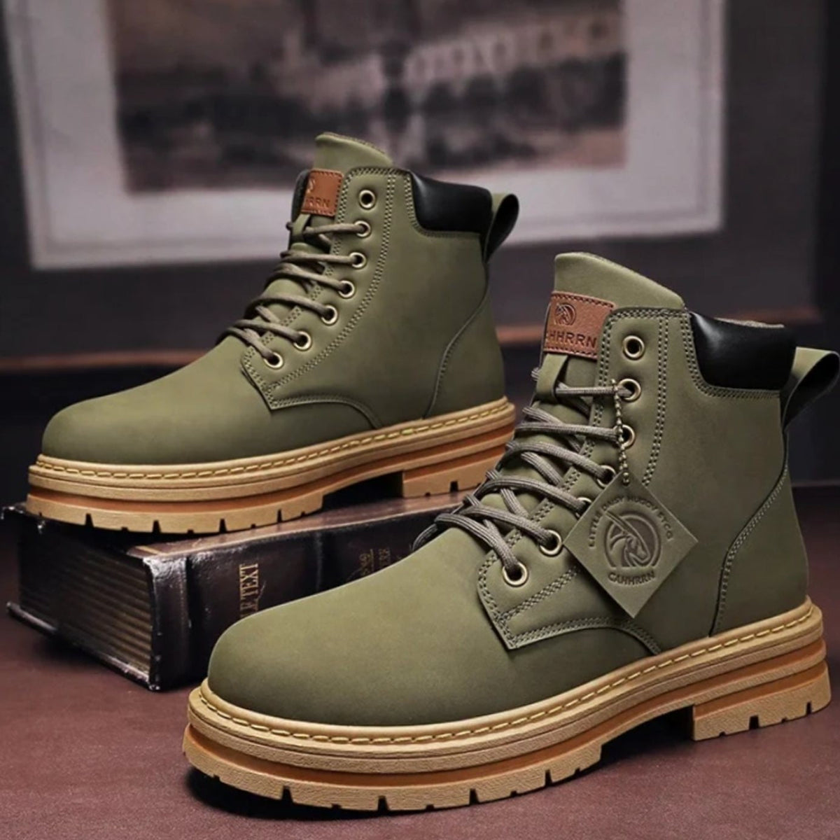 Ankle Boots with Rugged Lace-Up Style and Leather - Image 5
