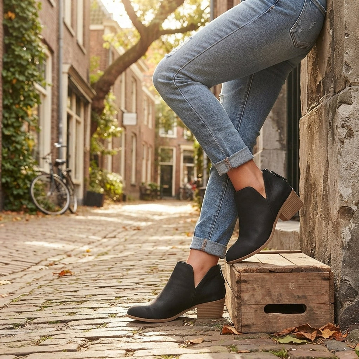 Ankle Boots with Suede Low Heel and Side Zipper - Image 6