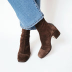 Ankle Boots with Suede Slouch Shaft and Block Heel - Image 1