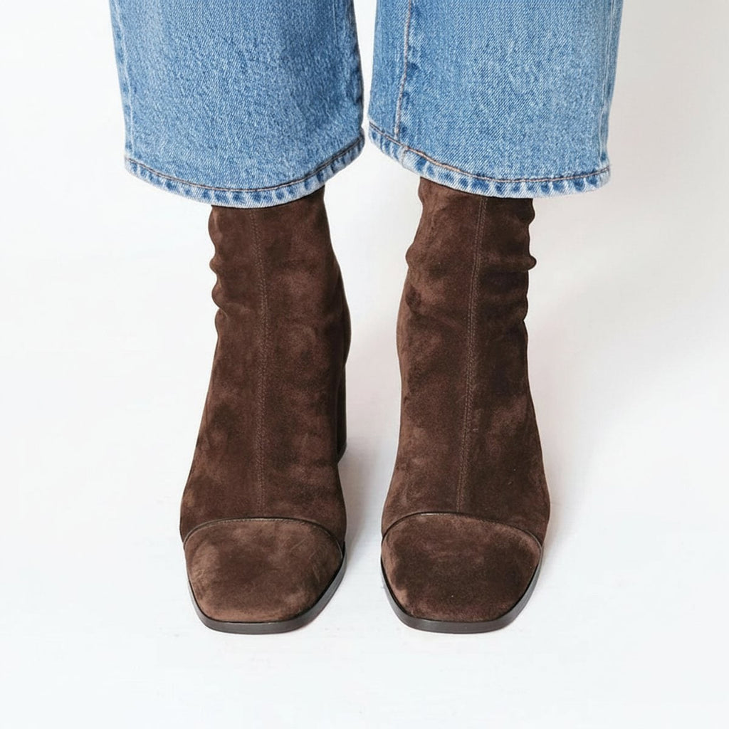 Ankle Boots with Suede Slouch Shaft and Block Heel - Image 2