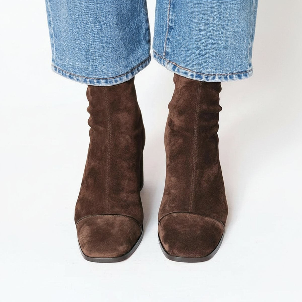Ankle Boots with Suede Slouch Shaft and Block Heel - Image 2