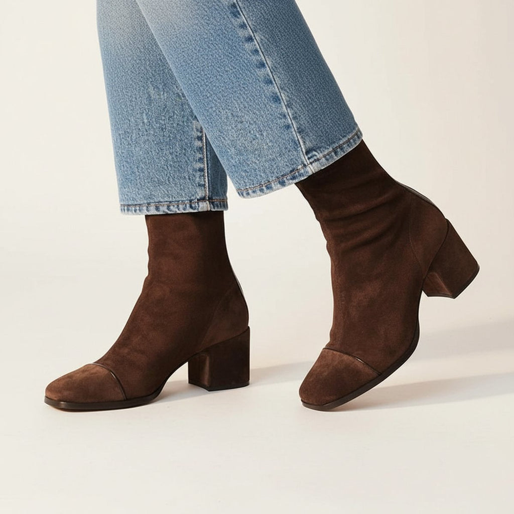 Ankle Boots with Suede Slouch Shaft and Block Heel - Image 3