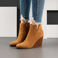 Ankle Boots with Suede Wedge Heel and Side Cut-Out - Image 1