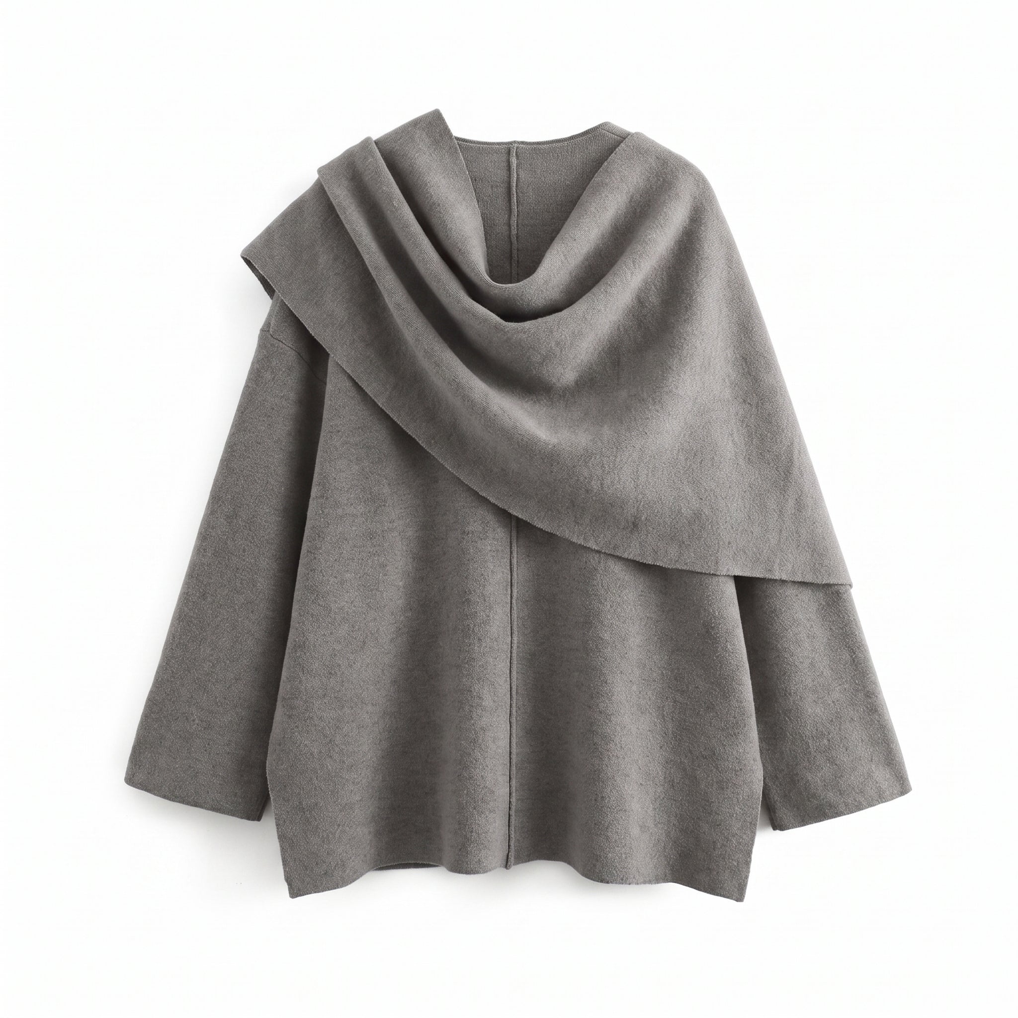 Asymmetric Collar Cardigan with Layering Relaxed Silhouette - angle