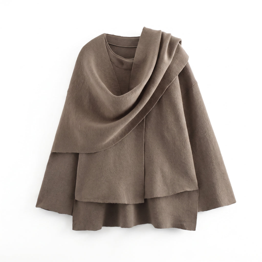 Asymmetric Collar Cardigan with Layering Relaxed Silhouette - studio
