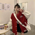 Baseball Bomber with Relaxed Varsity Jacket and Snap Closure - Image 4