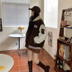 Baseball Bomber with Relaxed Varsity Jacket and Snap Closure - Image 2