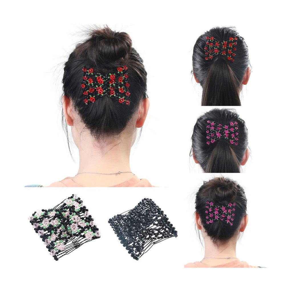 Beaded Hair Comb with Metal Clip and Decorative Beads - Image 1