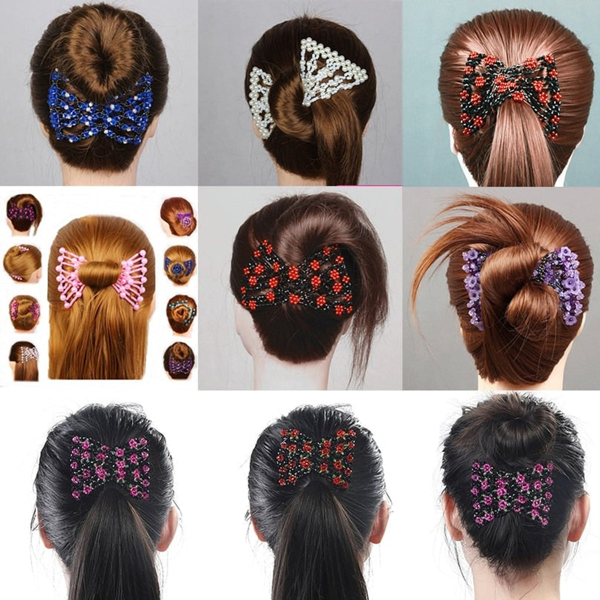Beaded Hair Comb with Metal Clip and Decorative Beads - Image 2